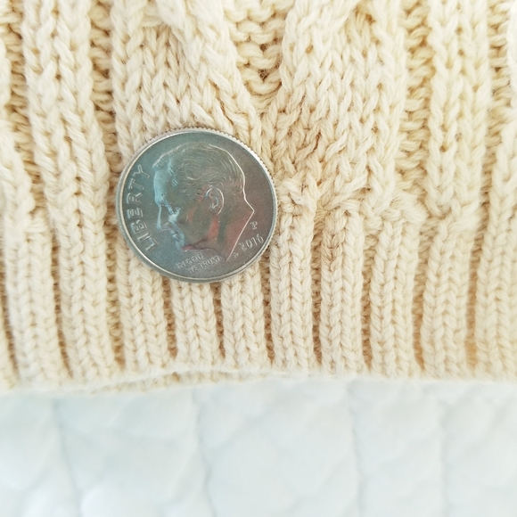 Ralph Lauren Cream Ecru Crochet 3/4 Sleeve Open Front Cardigan Sweater Medium - Picture 4 of 4